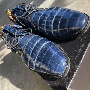 EUC Mezlan Blue Genuine Alligator Shoes Size 10.5